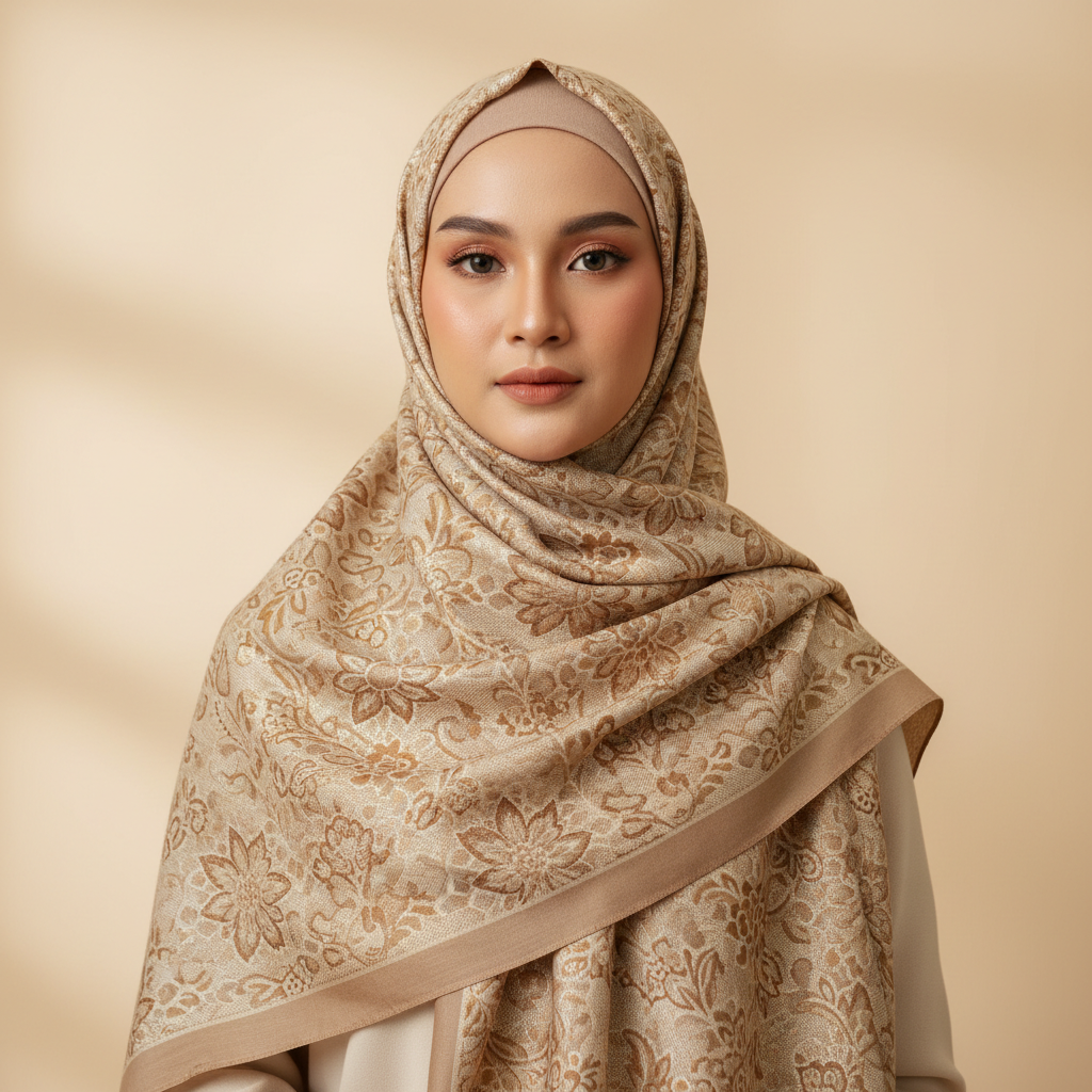 Umama Scarves Box Edited Ginee - Kerudung Motif Hijab Segi Empat Premium Umama Scarves (include box + brooch)