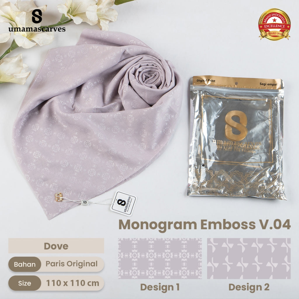 Umamascarves - Hijab Sultan Emboss Monogram Logo S (Hanya Bisa Pilih Warna, Motif RANDOM)