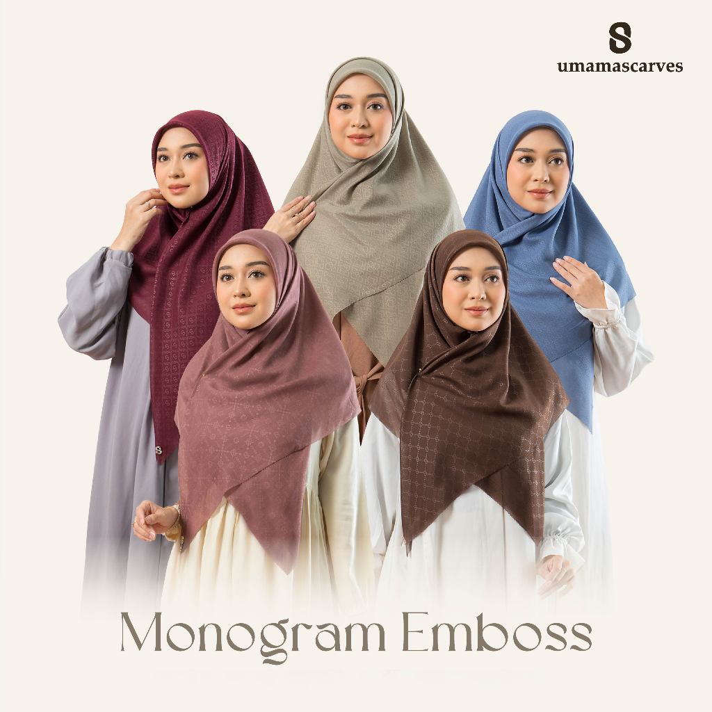 Umamascarves - Hijab Sultan Emboss Monogram Logo S (Hanya Bisa Pilih Warna, Motif RANDOM)