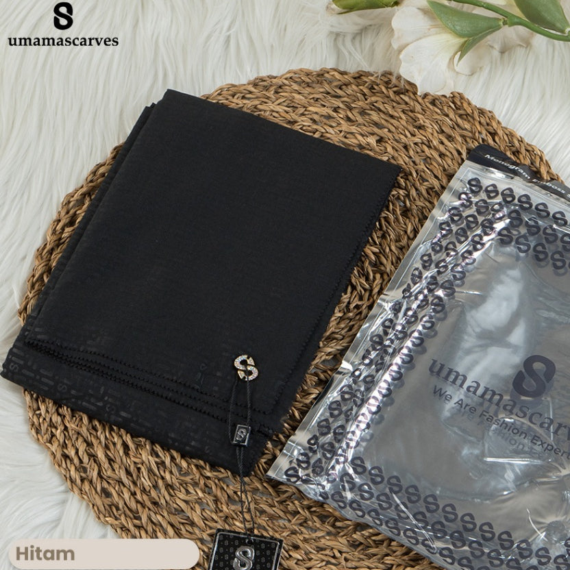 Umamascarves - Hijab Sultan Emboss Monogram Logo S (Hanya Bisa Pilih Warna, Motif RANDOM)
