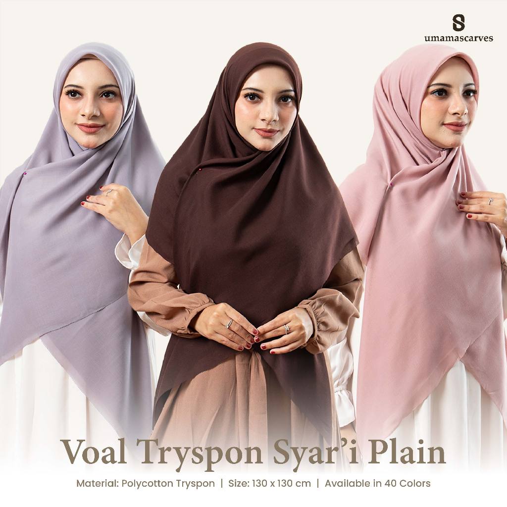 Umamascarves - Kerudung Syar'i Voal Tryspan Laser Cut Pouch (130x130cm)