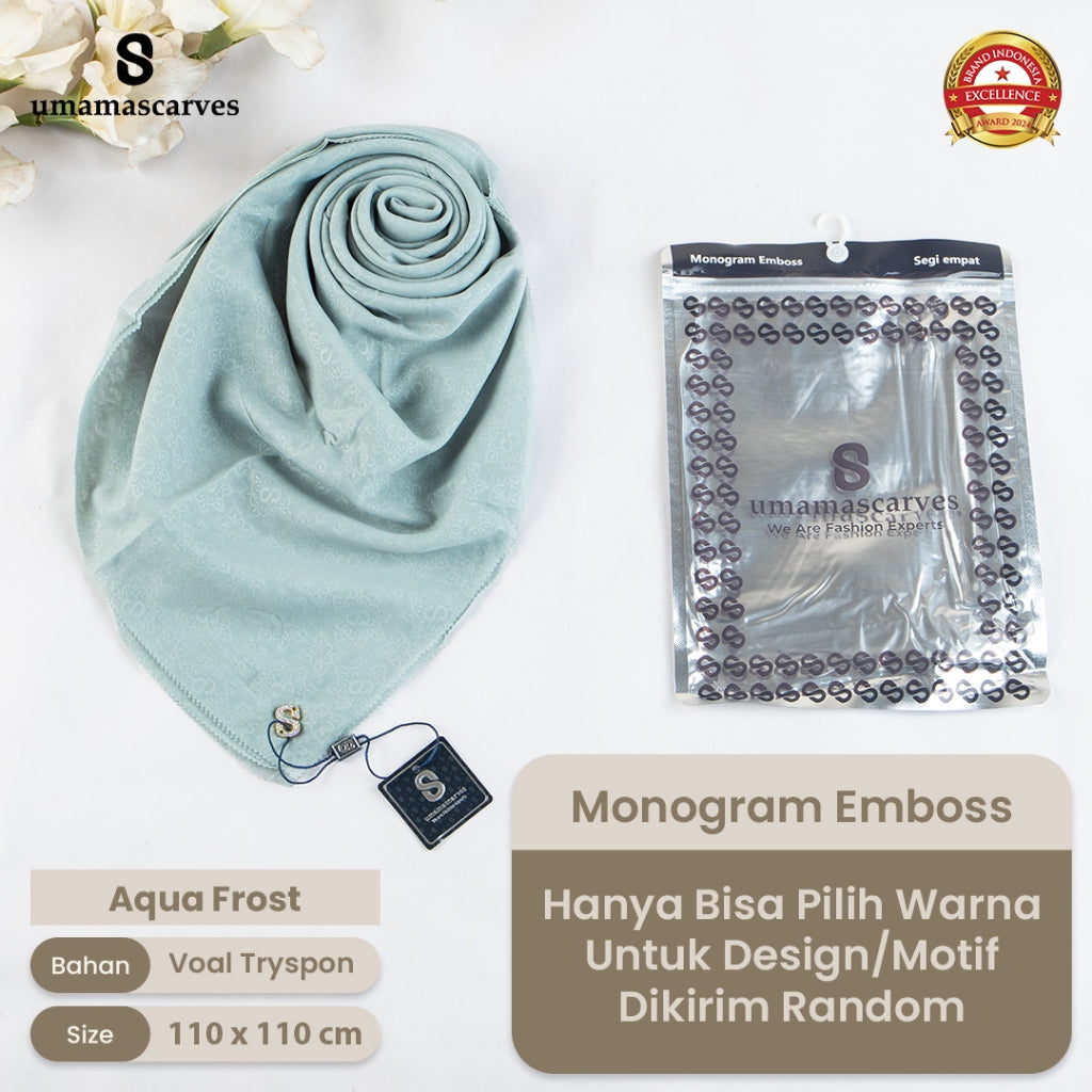 Umamascarves - Hijab Sultan Emboss Monogram Logo S (Hanya Bisa Pilih Warna, Motif RANDOM)