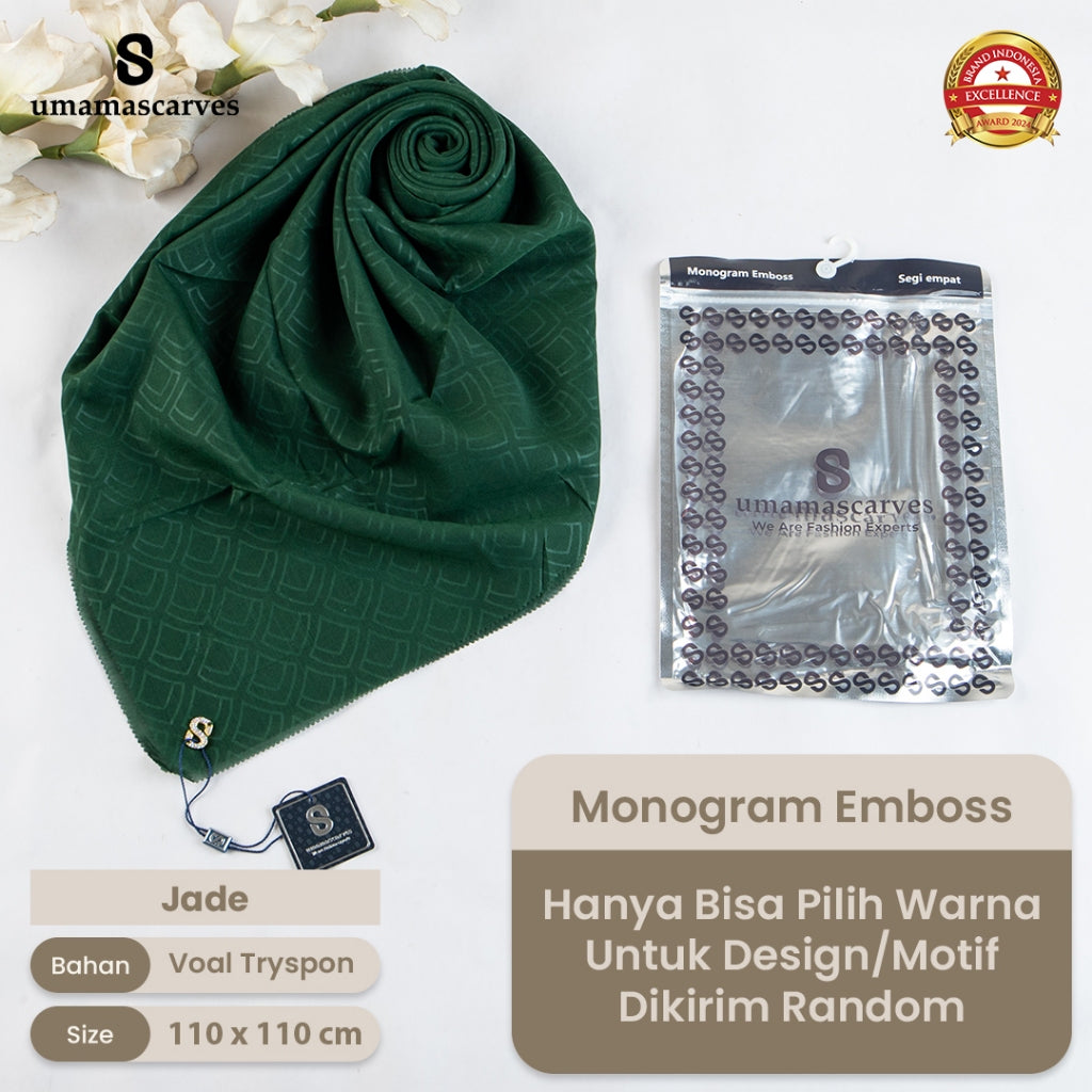 Umamascarves - Hijab Sultan Emboss Monogram Logo S (Hanya Bisa Pilih Warna, Motif RANDOM)